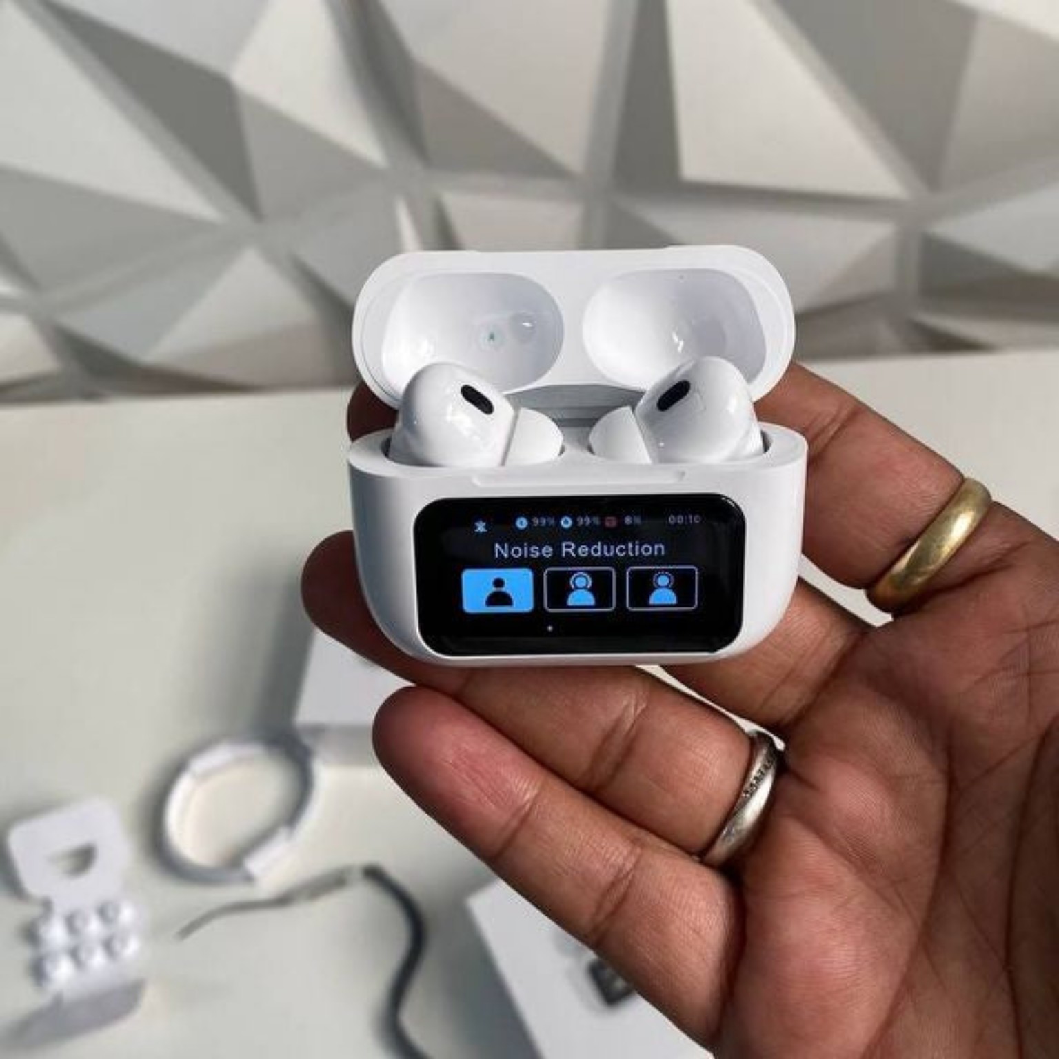 A9 Pro Airpods ANC/ENC Noise Reduction, Touch Control With LED Display White TWS