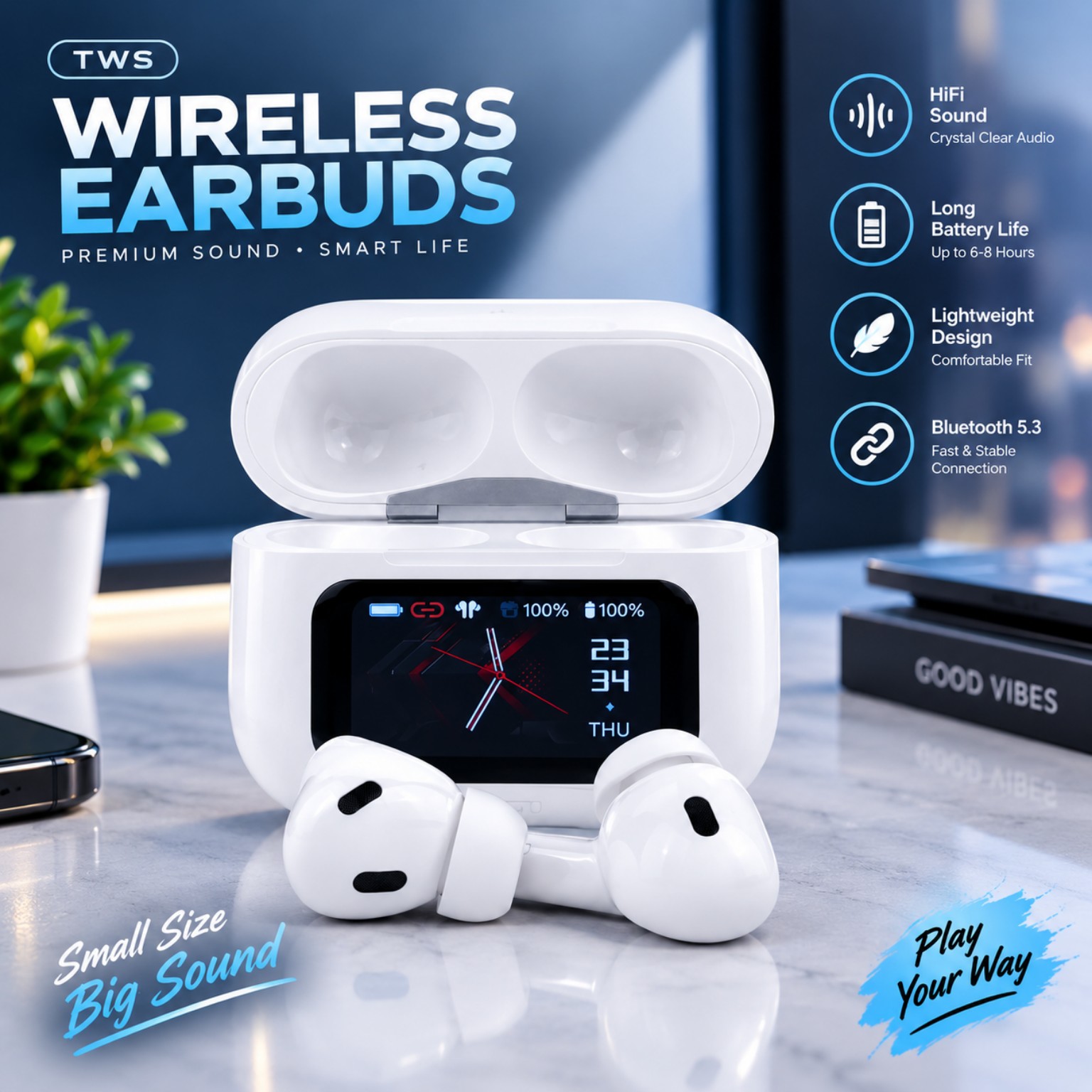 A9 Pro True Wireless Earbuds – Smart touch screen display, ANC and ENC noise cancellation, and dedicated app support